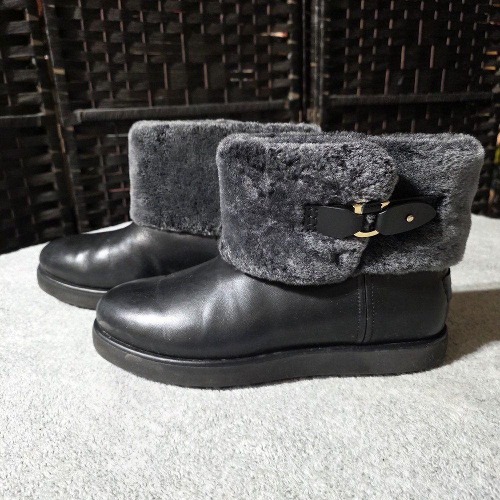 UGG Classic Berge Mini Black Suede Waterproof Sheepskin Boots Size US 9